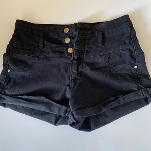 Refuge high waisted black denim shorts.